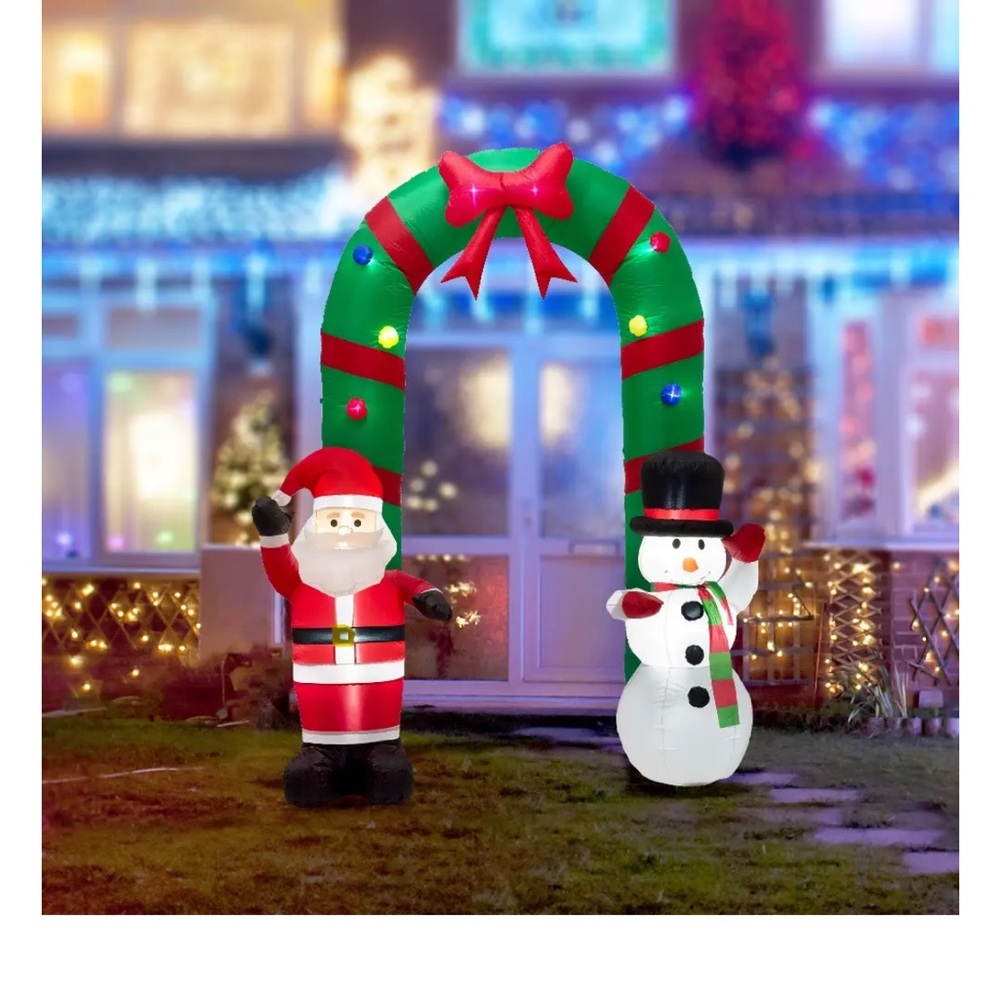 Inflatable Santa and Snowman Archway